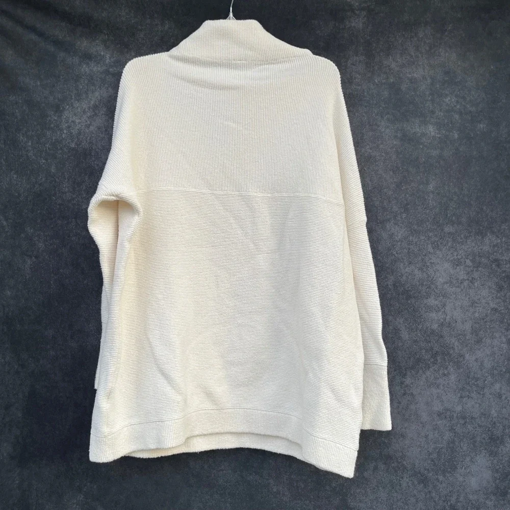 Free People Ribbed Cowl‎ Neck Oversized Sweater Lagenlook Boho Chic Tunic Size L